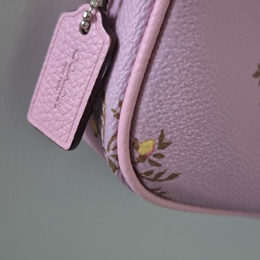 COACH Sadie Crossbody Clutch With Cross Stitch Floral Print F22836 Lavender Pink - Picture 14 of 17